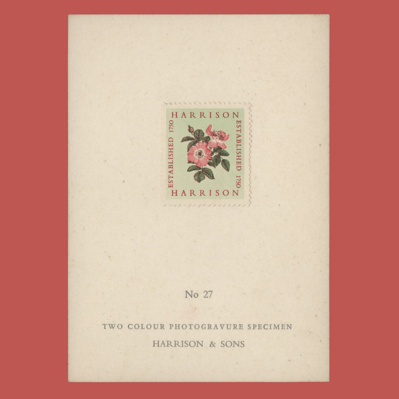 1954 Harrison two-colour Alexandra Rose presentation card, no 27