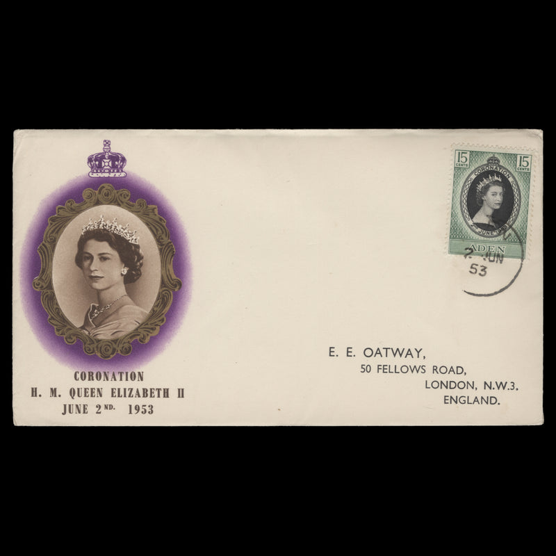 Aden 1953 (FDC) 15c Coronation, ADEN