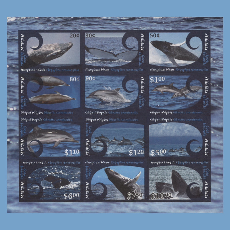 Aitutaki 2012 Whales & Dolphns imperf proof sheetlet