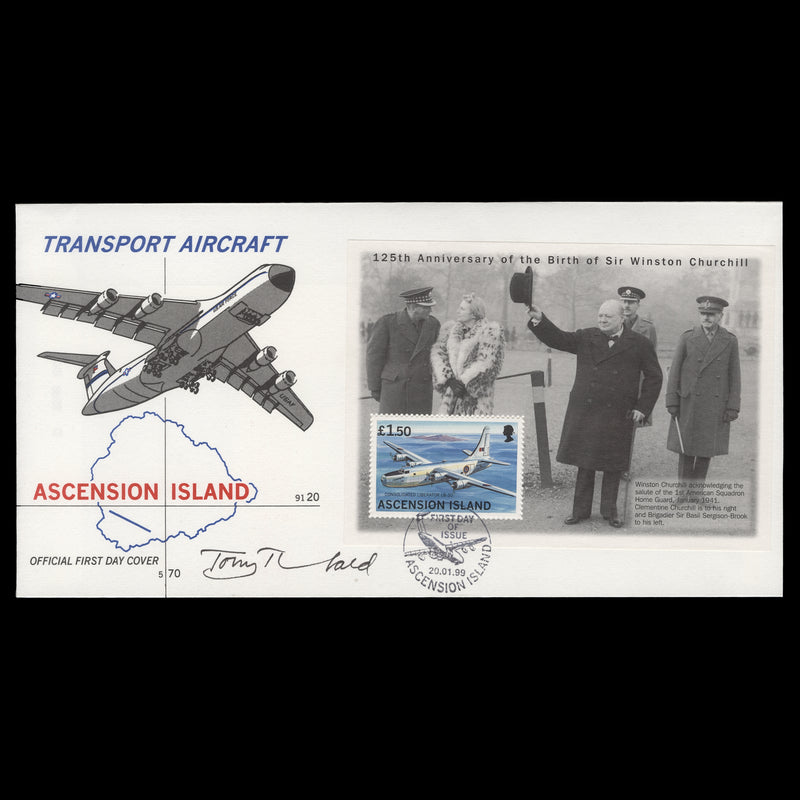 Ascension 1999 Transport Aircraft first day cover signed by designer