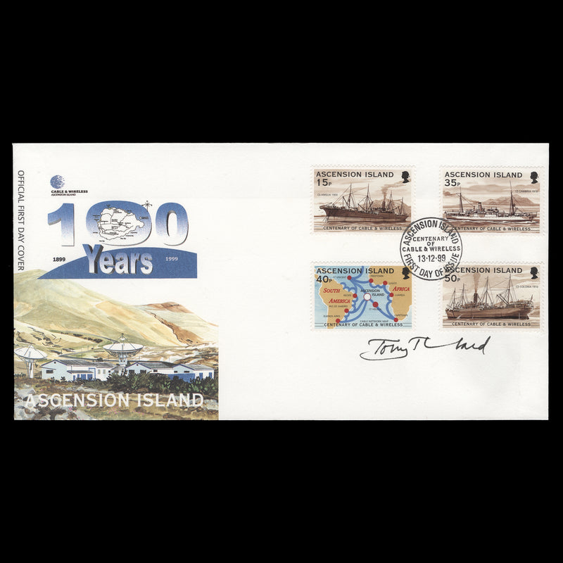 Ascension 1999 Cable & Wireless Centenary first day cover signed by designer
