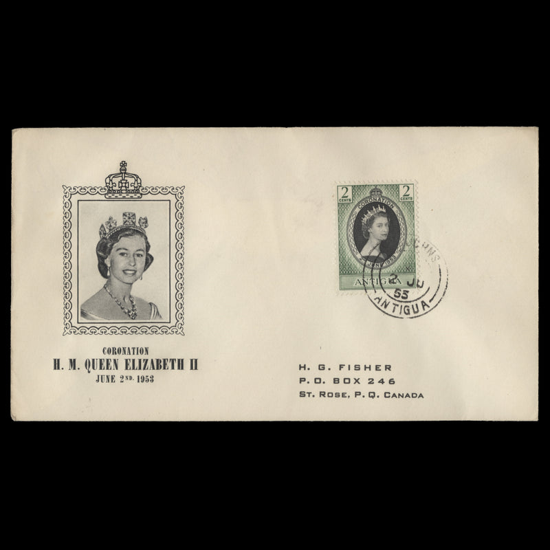 Antigua 1953 (FDC) 2c Coronation, ST JOHNS