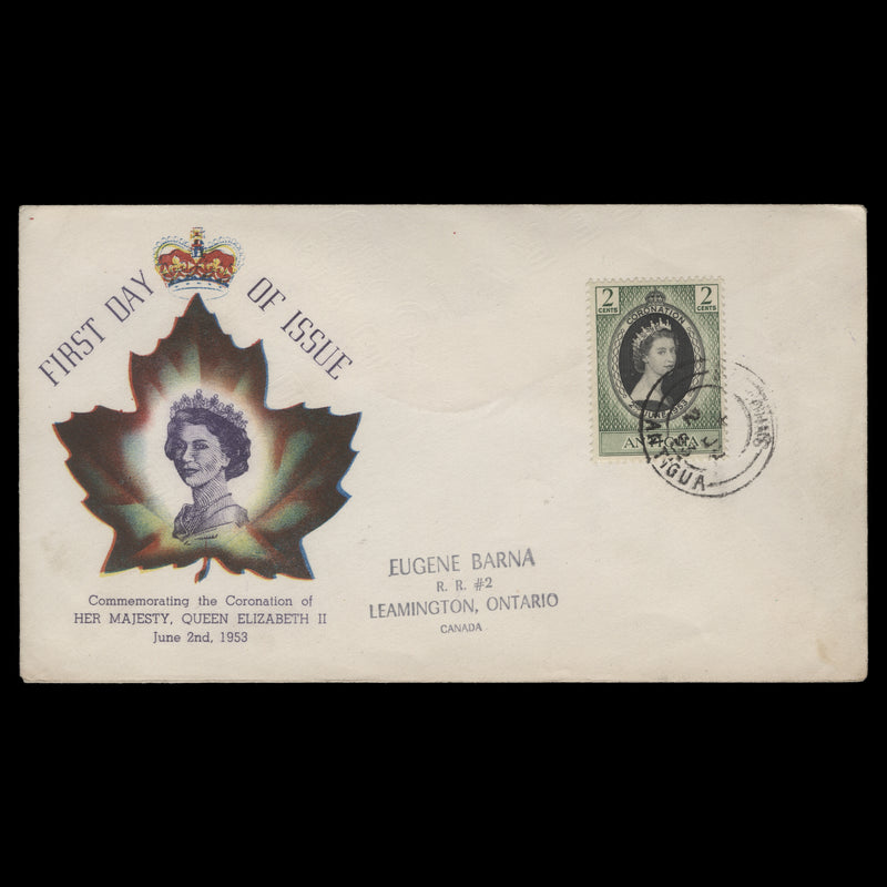 Antigua 1953 (FDC) 2c Coronation, ST JOHNS