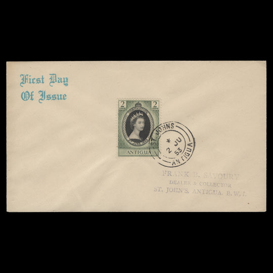 Antigua 1953 (FDC) 2c Coronation, ST JOHNS