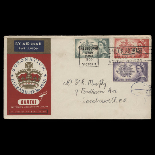 Australia 1953 Coronation first day cover, MELBOURNE