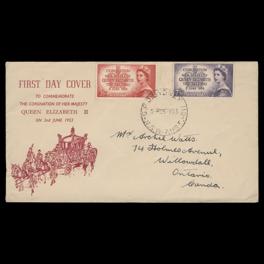 Australia 1953 Coronation first day cover, SYDNEY