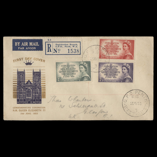Australia 1953 Coronation first day cover, GPO PERTH