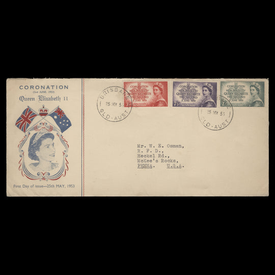 Australia 1953 Coronation first day cover, BRISBANE