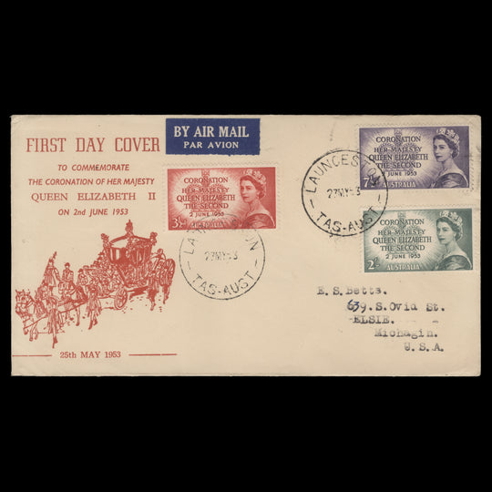 Australia 1953 Coronation first day cover, LAUNCESTON