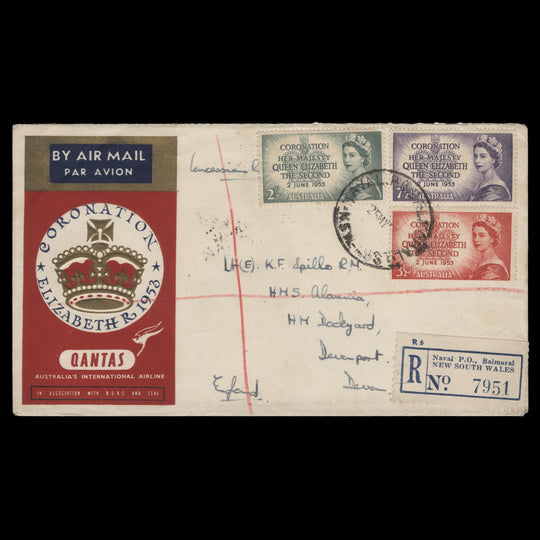 Australia 1953 Coronation first day cover, NAVAL PO BALMORAL