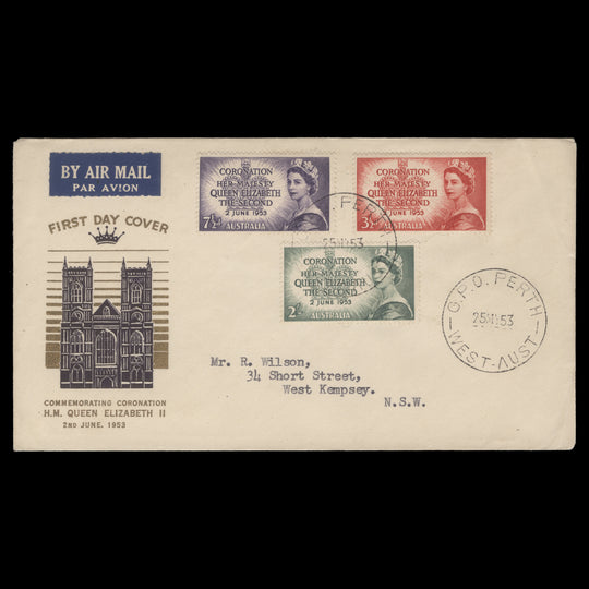 Australia 1953 Coronation first day cover, GPO PERTH