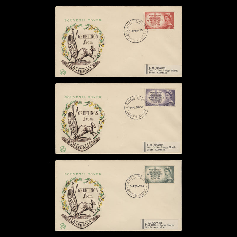 Australia 1953 Coronation first day covers, LARGS NORTH