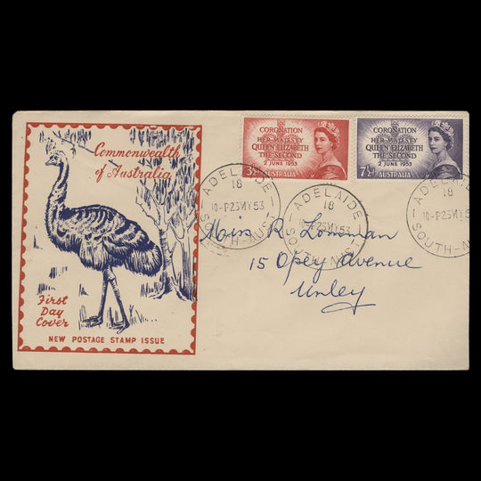 Australia 1953 Coronation first day cover, ADELAIDE