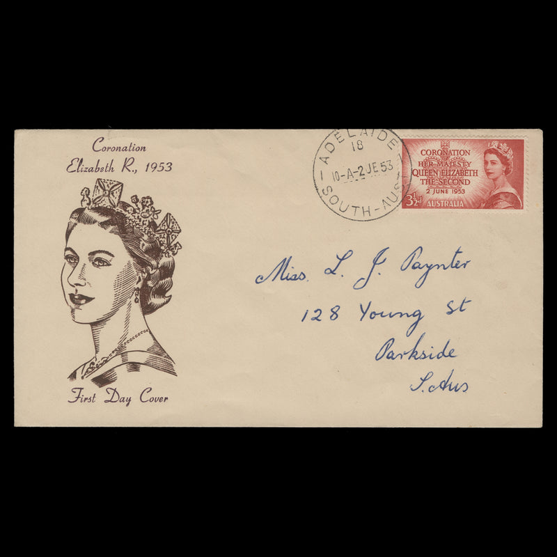 Australia 1953 Coronation day cover, ADELAIDE