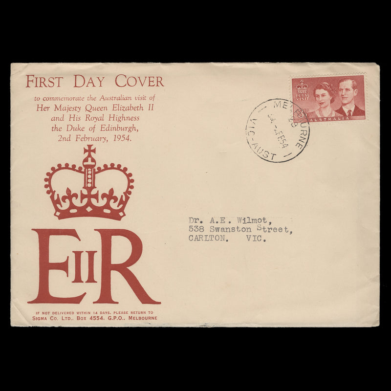 Australia 1954 Royal Visit first day cover, MELBOURNE