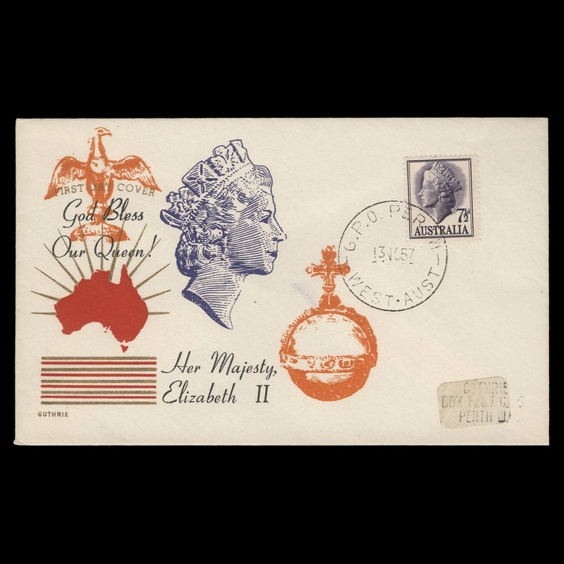 Australia 1957 (FDC) 7½d Queen Elizabeth II, PERTH