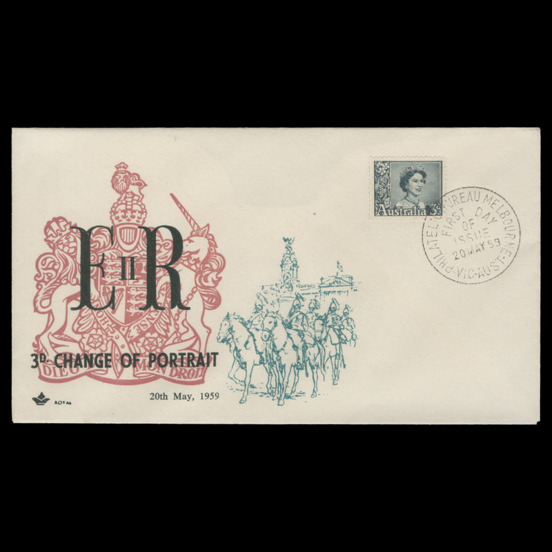 Australia 1959 (FDC) 3d Queen Elizabeth II, MELBOURNE