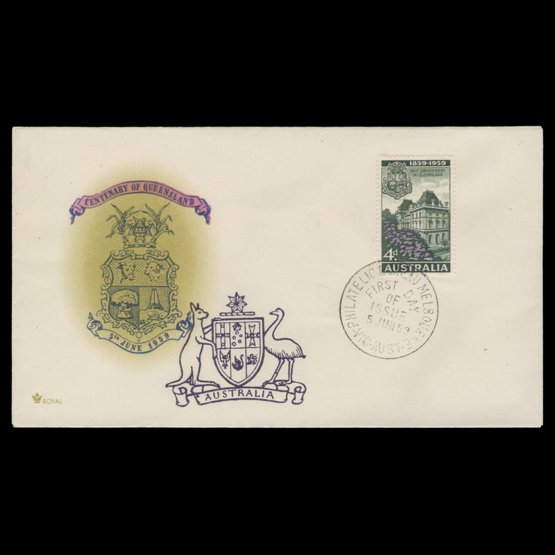 Australia 1959 (FDC) 4d Queensland Centenary, MELBOURNE