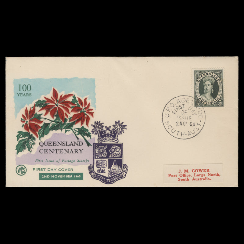 Australia 1960 (FDC) 5d Queensland Centenary, ADELAIDE