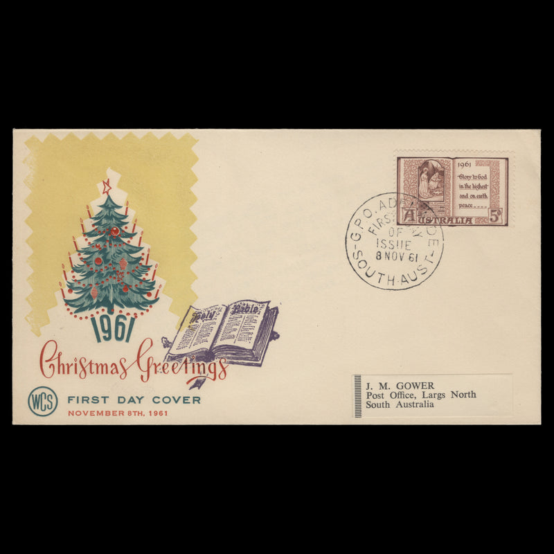 Australia 1961 (FDC) 5d Christmas, ADELAIDE