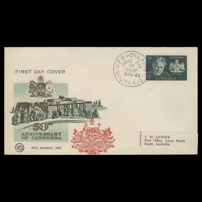 Australia 1963 (FDC) 5d Canberra Anniversary, ADELAIDE