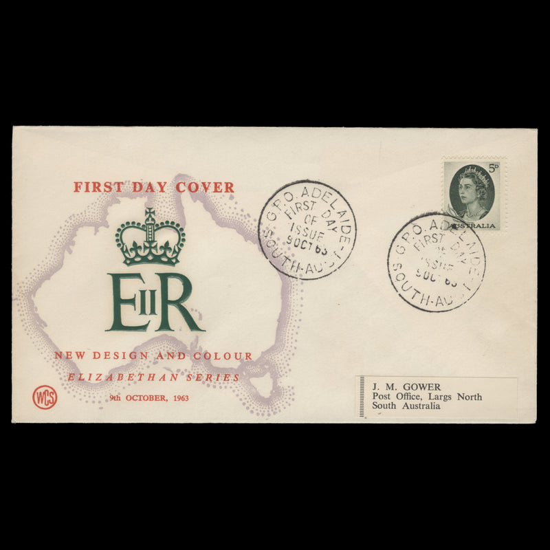 Australia 1963 5d Queen Elizabeth II first day cover, ADELAIDE