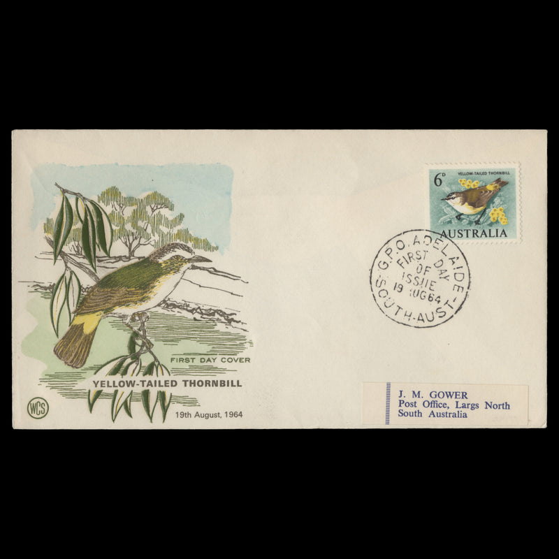 Australia 1964 (FDC) 6d Yellow-Tailed Thornbill, ADELAIDE