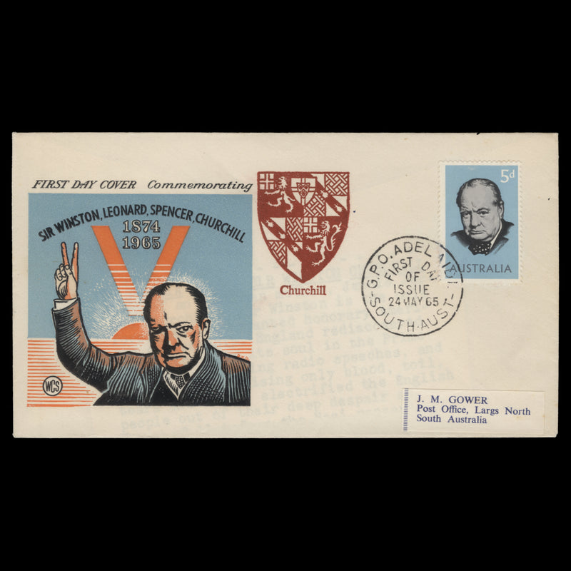 Australia 1965 (FDC) 5d Churchill Commemoration, ADELAIDE