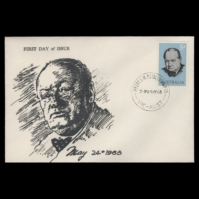 Australia 1965 (FDC) 5d Churchill Commemoration, REPAT G H HEIDELBERG N23