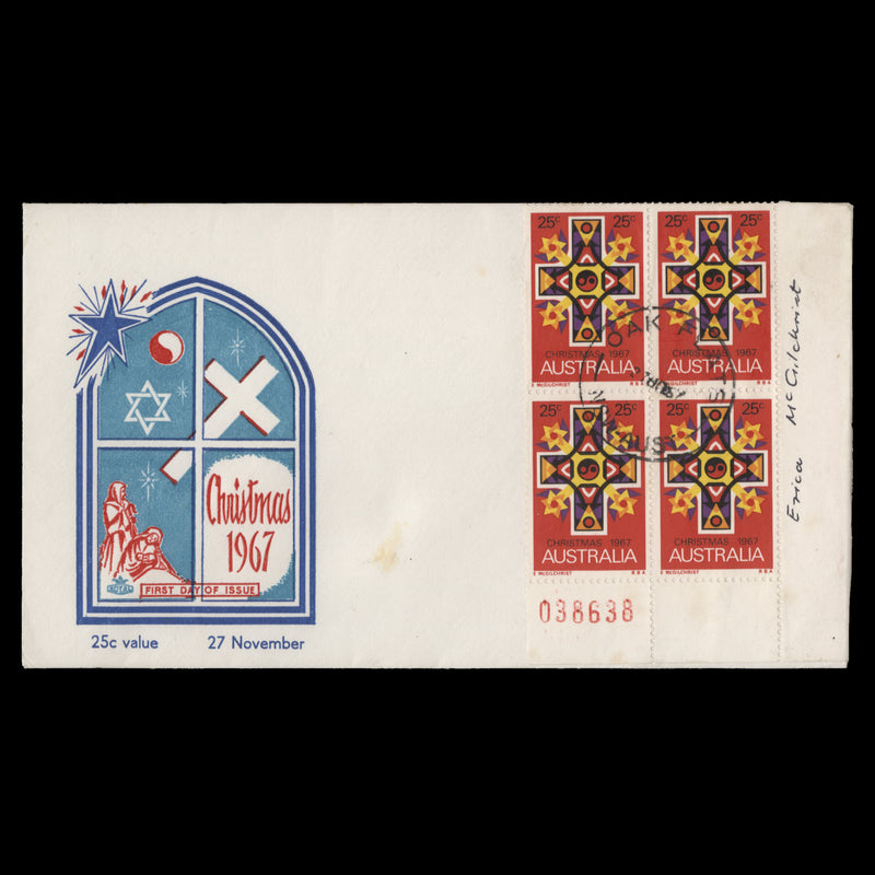 Australia 1967 Christmas first day cover signed by designer