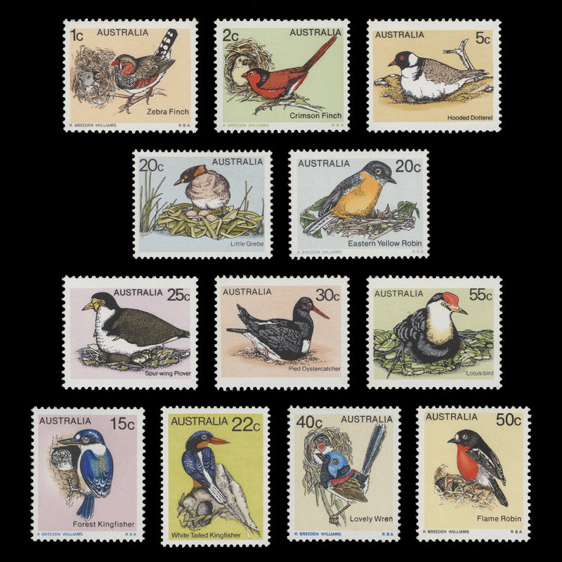 Australia 1978-80 (MNH) Birds Definitives, Note Printing Branch