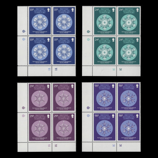 BAT 1986 (MNH) International Glaciological Society Anniversary plate blocks