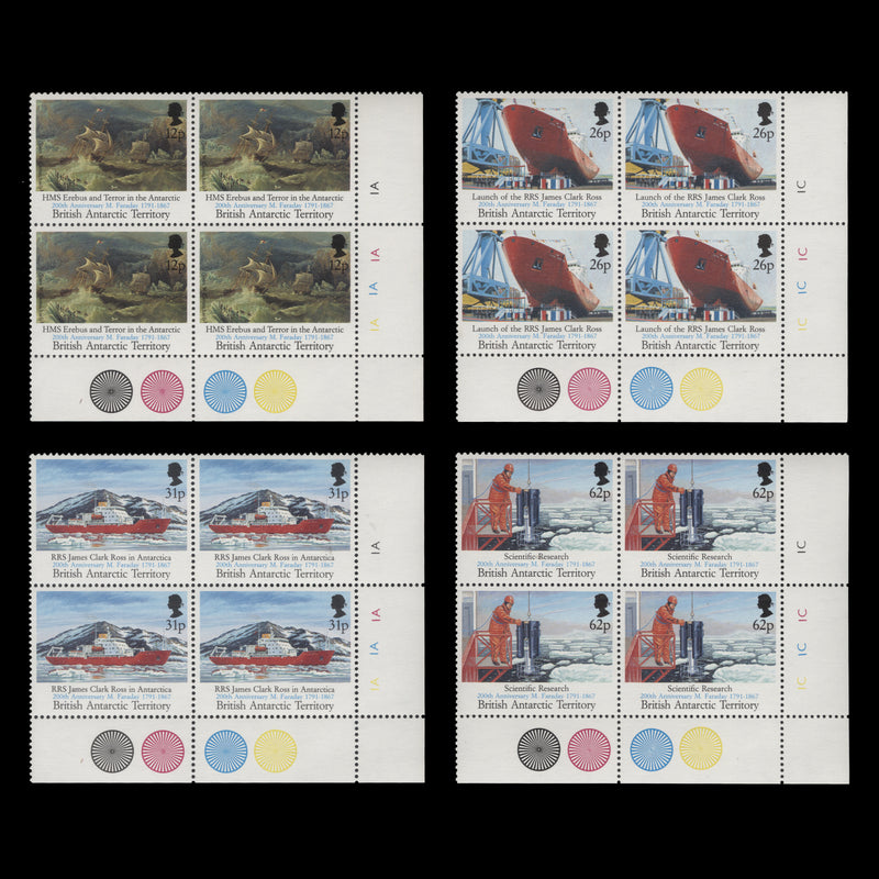 BAT 1991 (MNH) Michael Faraday Birth Bicentenary plate blocks