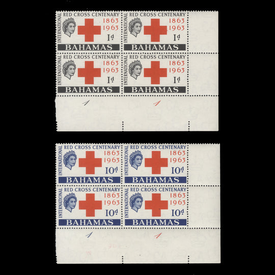 Bahamas 1963 (MNH) Red Cross Centenary plate 1–1 blocks