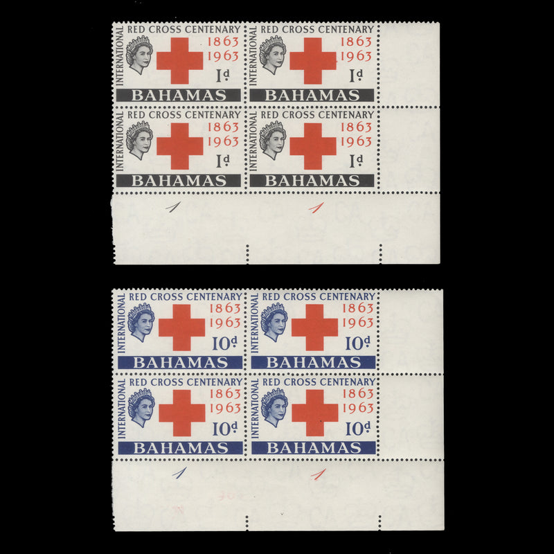 Bahamas 1963 (MNH) Red Cross Centenary plate 1–1 blocks