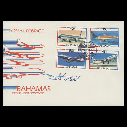 Bahamas 1987 Aircraft first day cover signed by Tony Theobald