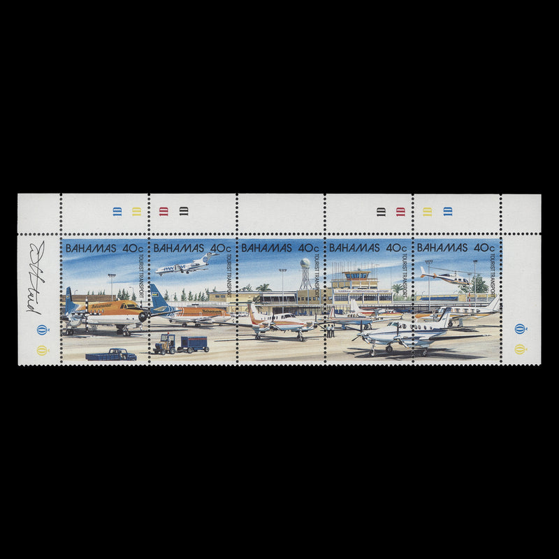 Bahamas 1987 (MNH) 40c Tourist Transport strip signed by Tony Theobald