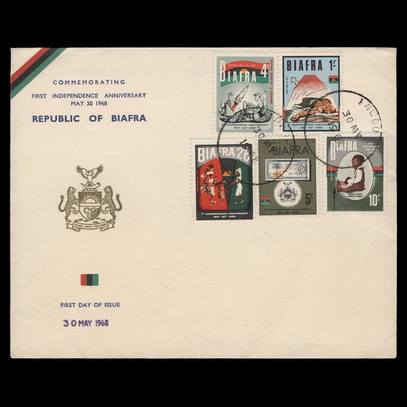Biafra 1968 Independence Anniversary first day cover, ENUGU