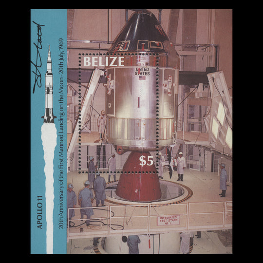 Belize 1989 Moon Landing Anniversary miniature sheet signed by designer