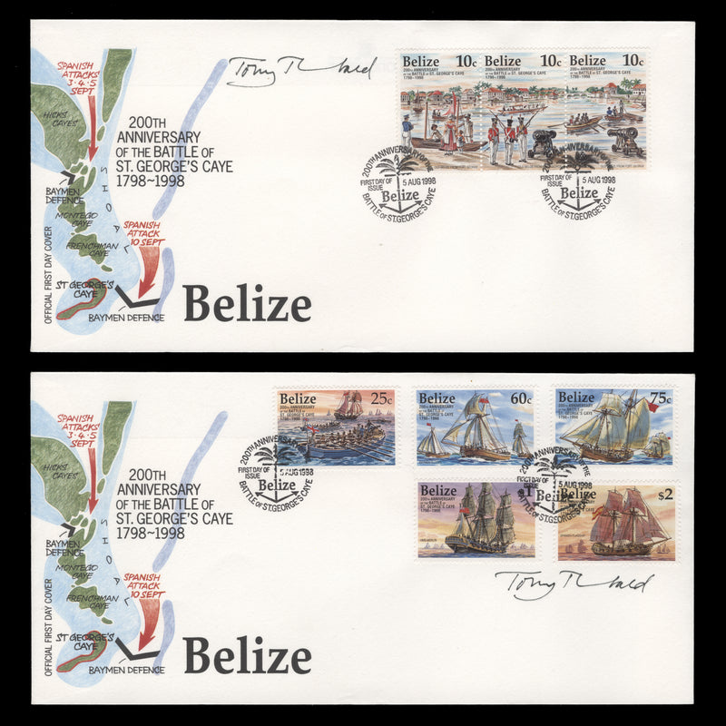 Belize 1998 Battle of St George's Caye Anniversary signed first day covers
