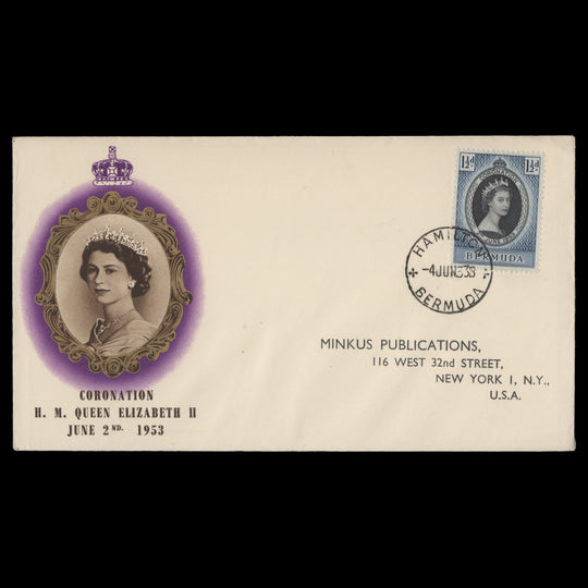 Bermuda 1953 (FDC) 1½d Coronation, HAMILTON