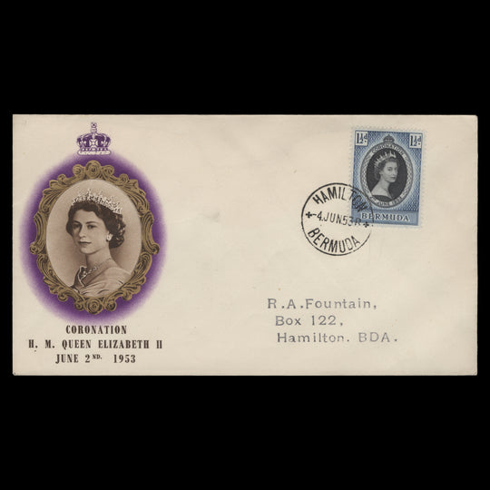 Bermuda 1953 (FDC) 1½d Coronation, HAMILTON