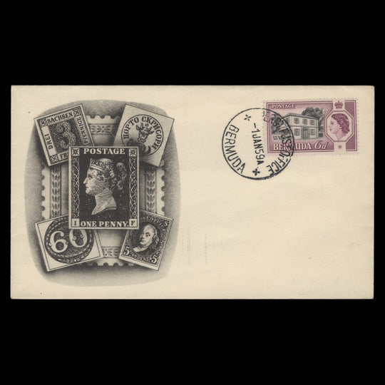 Bermuda 1959 (FDC) 6d Perot's Post Office, PEROT POST OFFICE