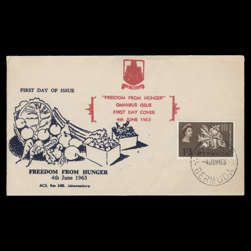Bermuda 1963 (FDC) 1s3d Freedom From Hunger, HAMILTON
