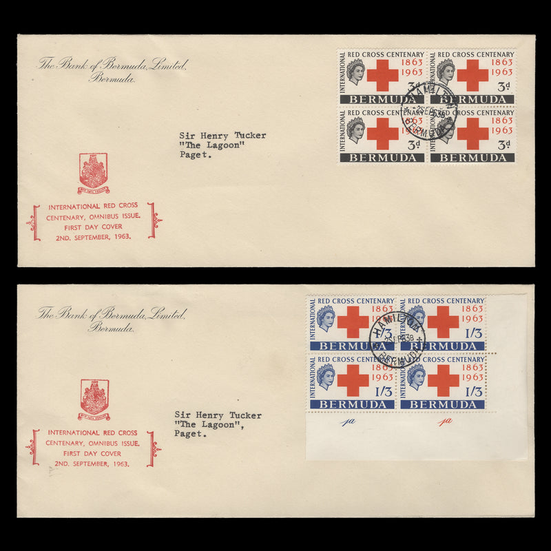 Bermuda 1963 (FDC) Red Cross Centenary blocks, HAMILTON