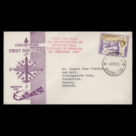 Bermuda 1965 (FDC) 10d Bermuda Cottage, HAMILTON