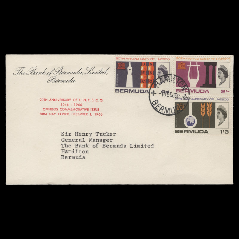 Bermuda 1966 UNESCO Anniversary first day cover, HAMILTON