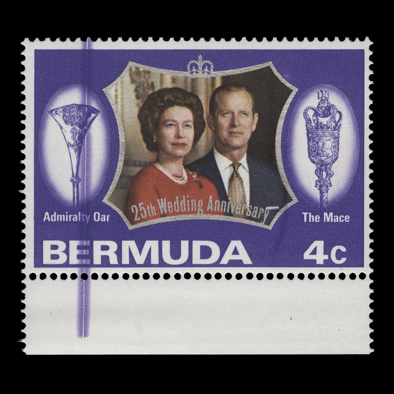 Bermuda 1972 (Variety) 4c Royal Silver Wedding with blade flaw