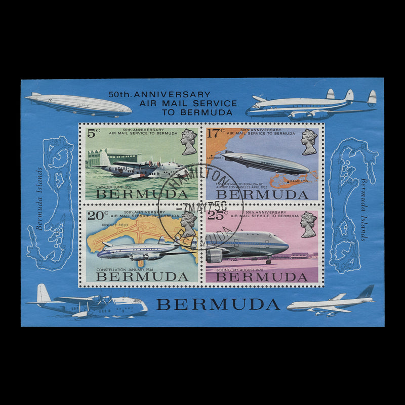 Bermuda 1975 (Used) Air Mail Service Anniversary miniature sheet
