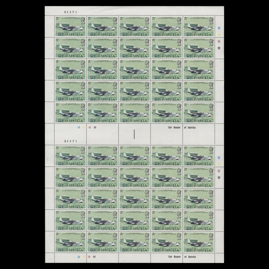 Bermuda 1975 (MNH) Air Mail Service Anniversary double panes of 50 stamps
